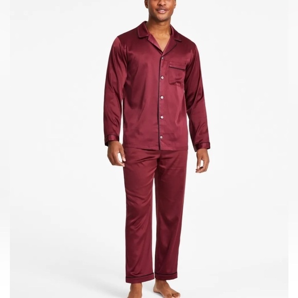 INC International Concepts Other - I.N.C. International Concepts Men's 2Pc. Tipped Pajama Set Tiled Red Large Satin